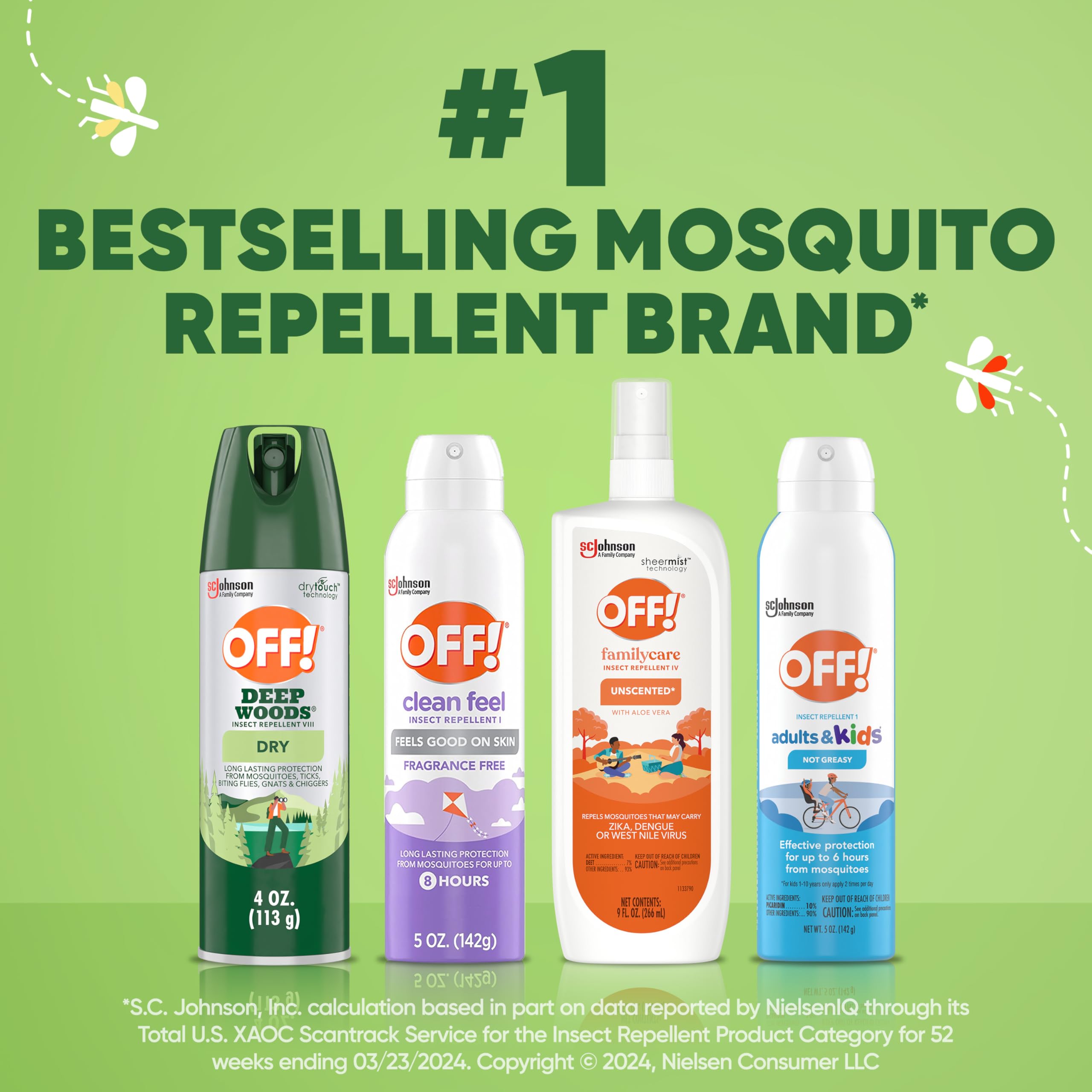 OFF! Deep Woods stain-free formula leaves no fabric marks.