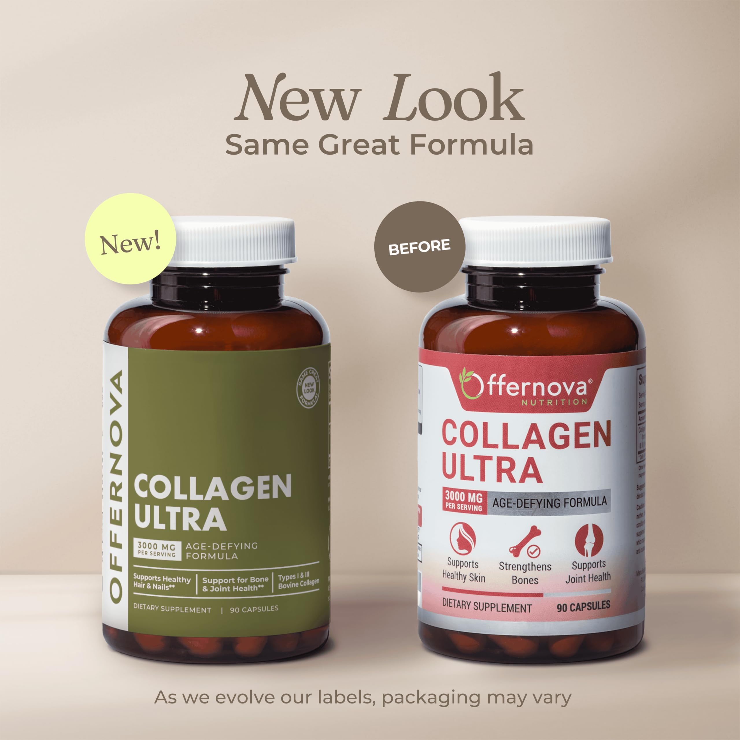 90-capsule bottle packaging of Offernova Collagen Ultra