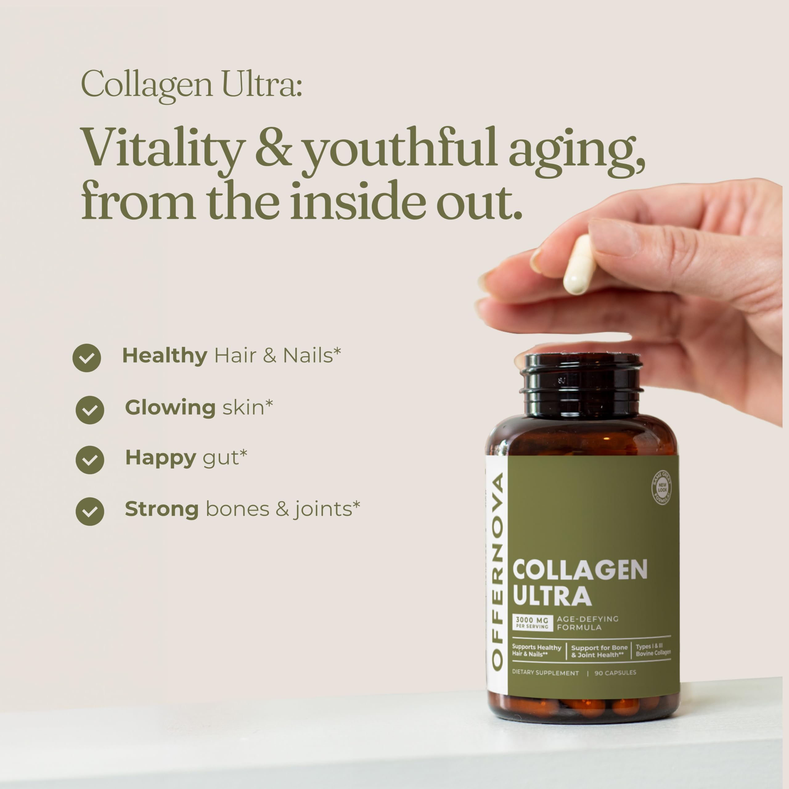 Hair and nails nourishment concept with collagen supplement