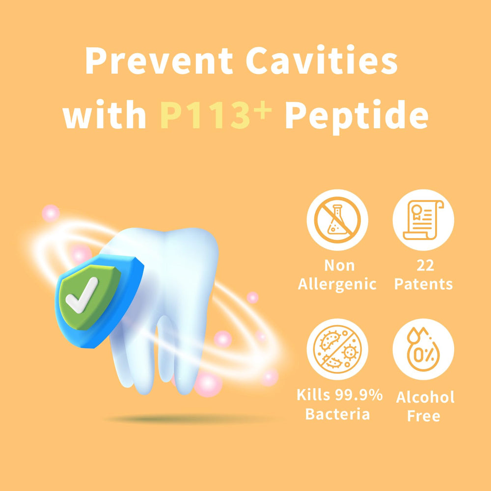 Close-up of P113+ antimicrobial peptide on OH CARE packaging
