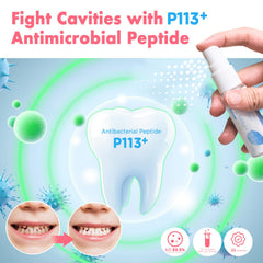 Close up of oh care Mouth Spray label showing P113+ peptide