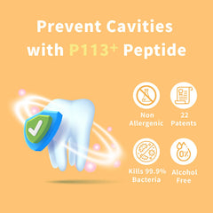 Close-up of P113+ antimicrobial peptide on OH CARE packaging