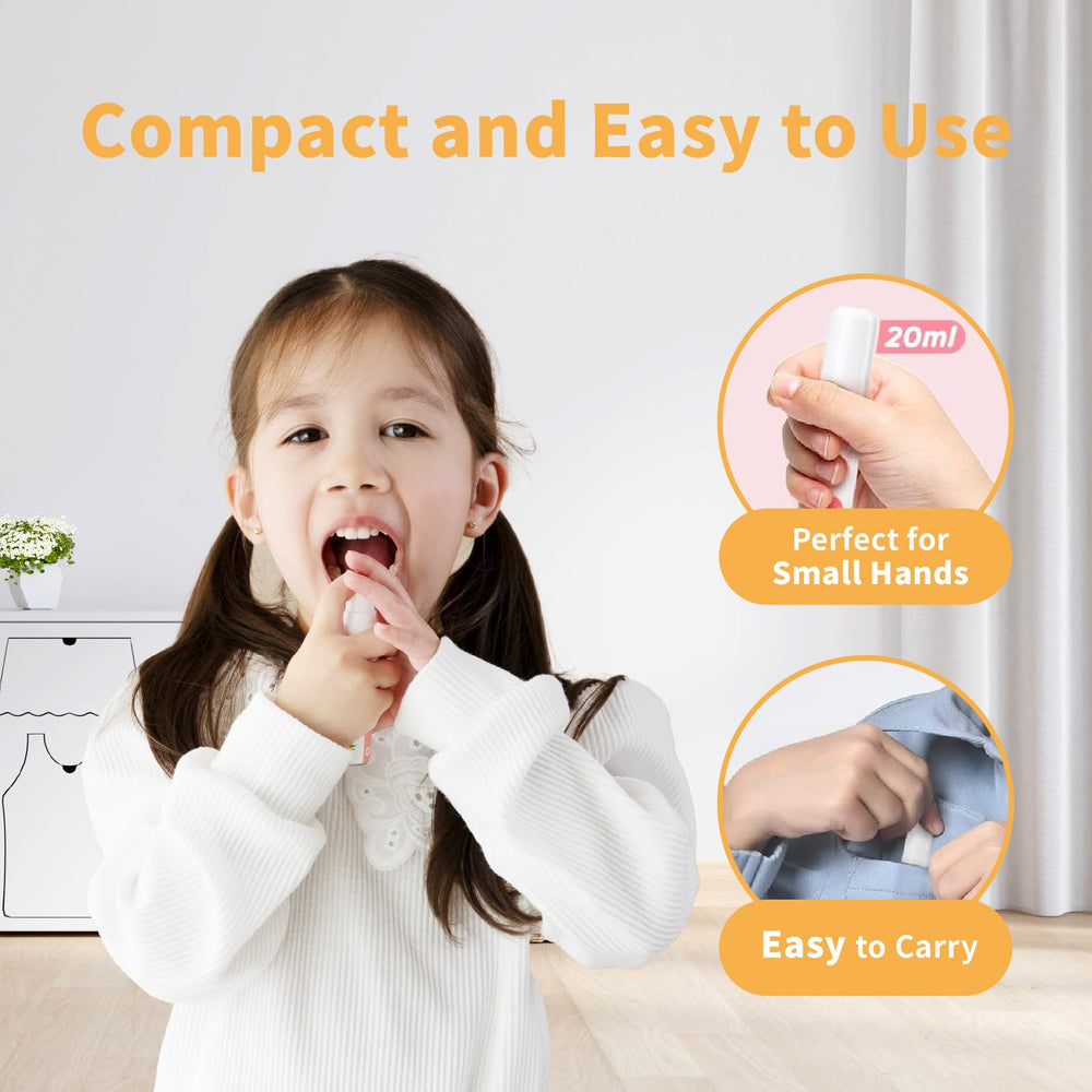 Alcohol-free, fluoride-free mouth spray designed for children