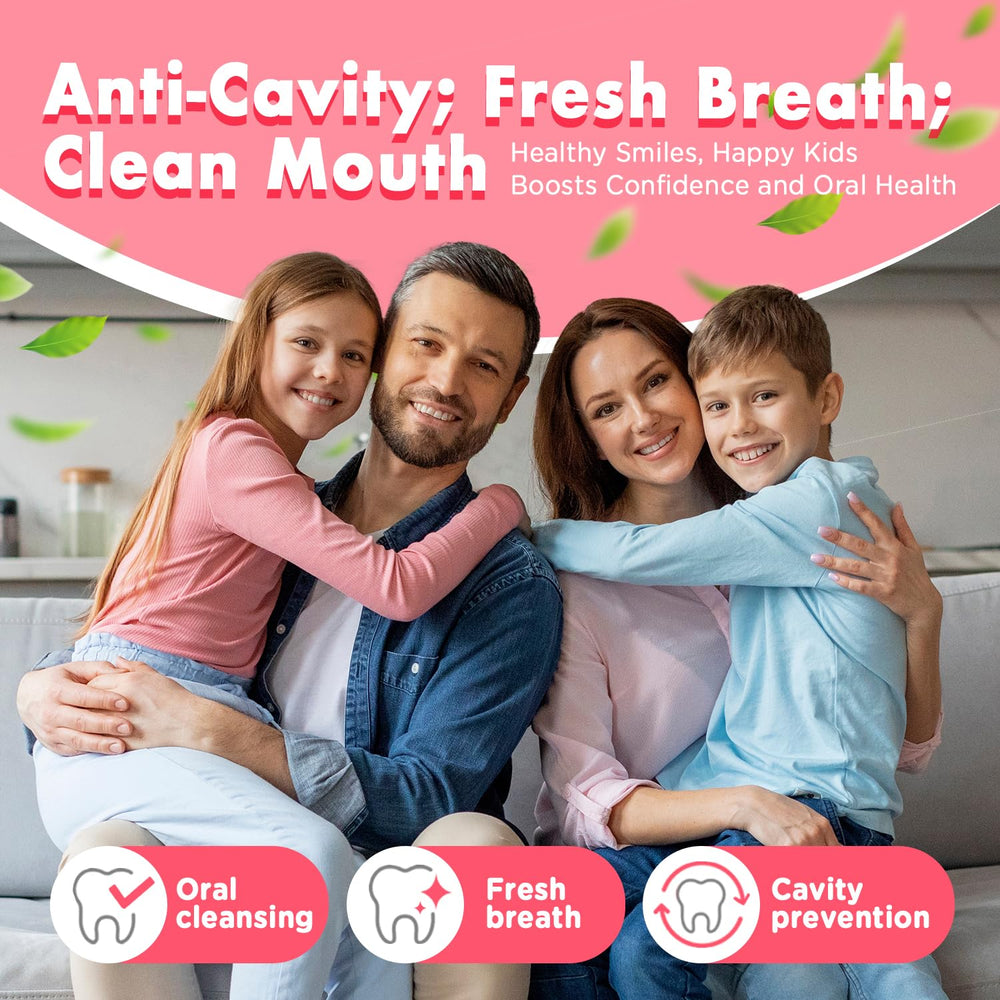 Strawberry-flavored oral spray bottle on bathroom counter