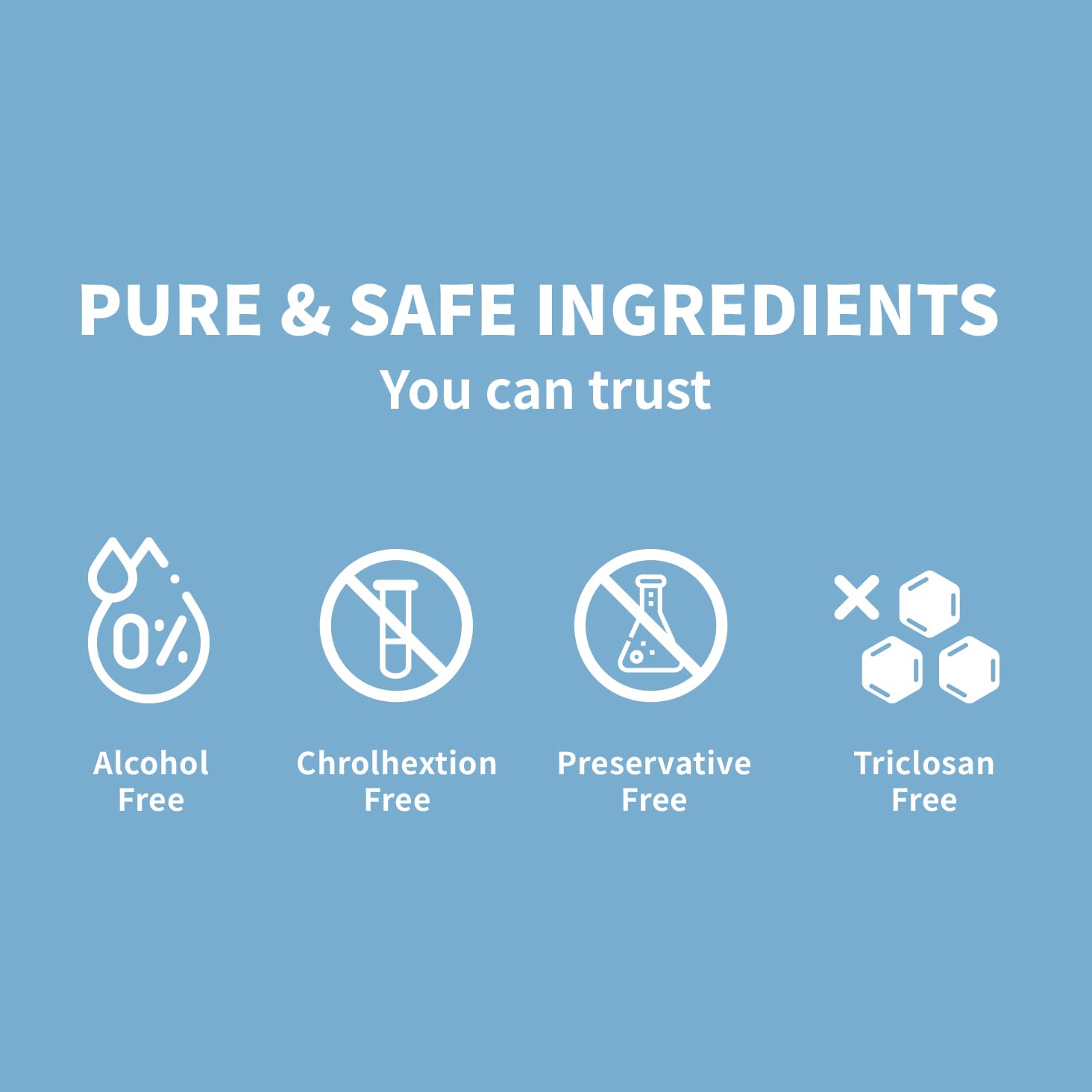 Alcohol-free and fluoride-free claims on the packaging