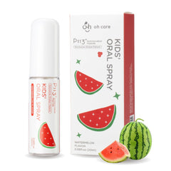 Front view of oh care Mouth Spray for Kids Watermelon flavor bottle