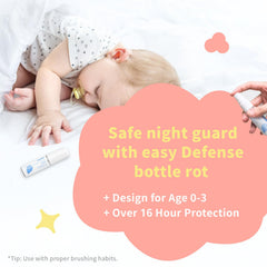Child smiling after using oh care mouth spray for kids