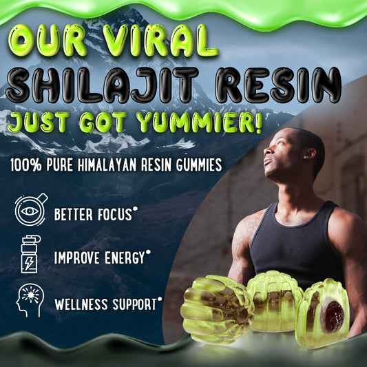 Close-up of Apple & Kiwi flavored Shilajit Gummies