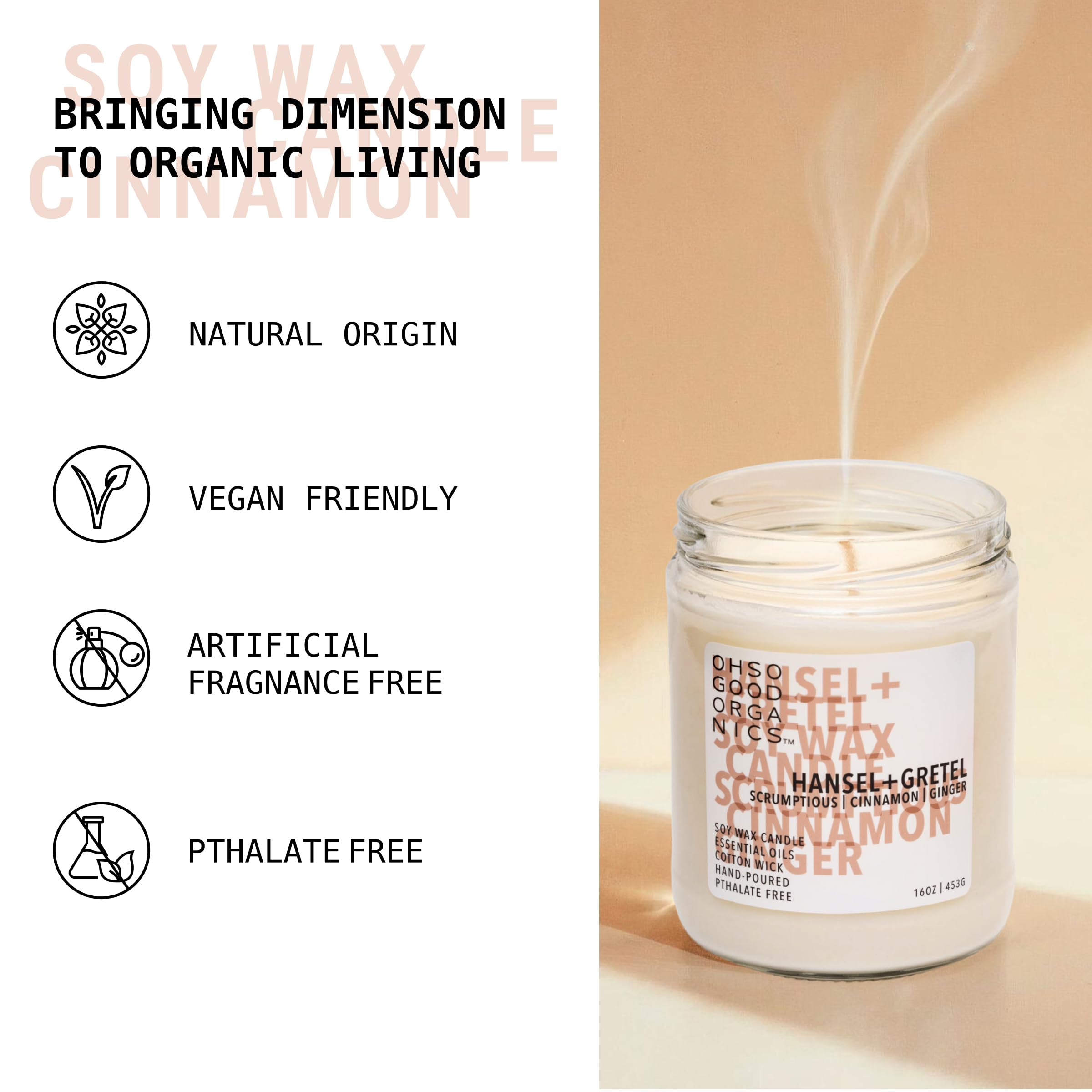 Oh So Good Organics 16oz soy candle close-up shows clean burn and natural scent