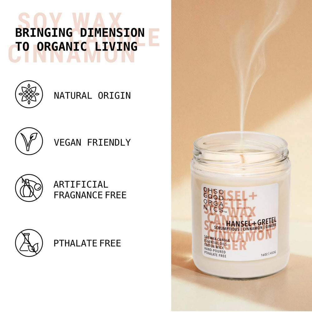 Oh So Good Organics 16oz soy candle close-up shows clean burn and natural scent