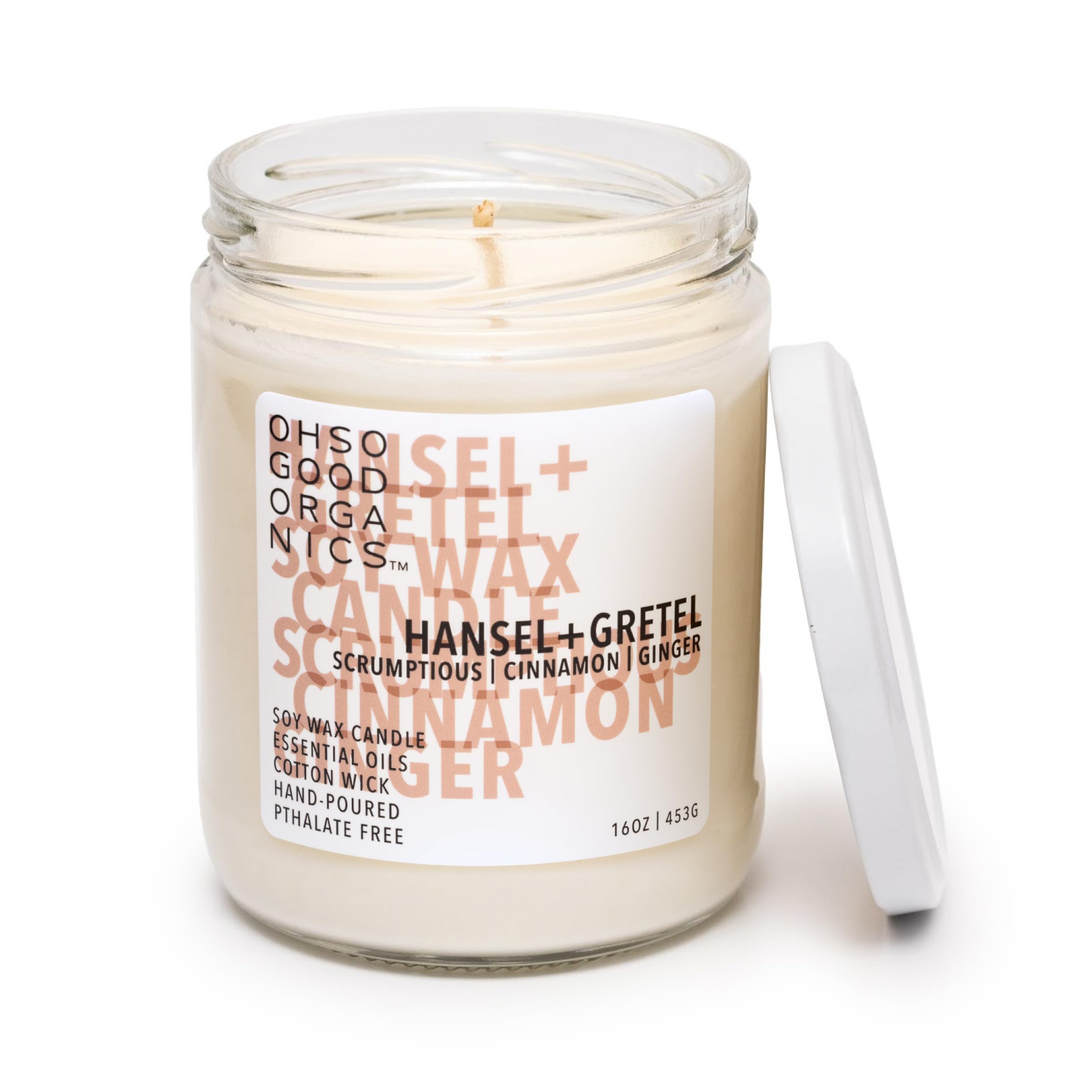 Oh So Good Organics cinnamon-ginger candle top view creates cozy autumn ambiance
