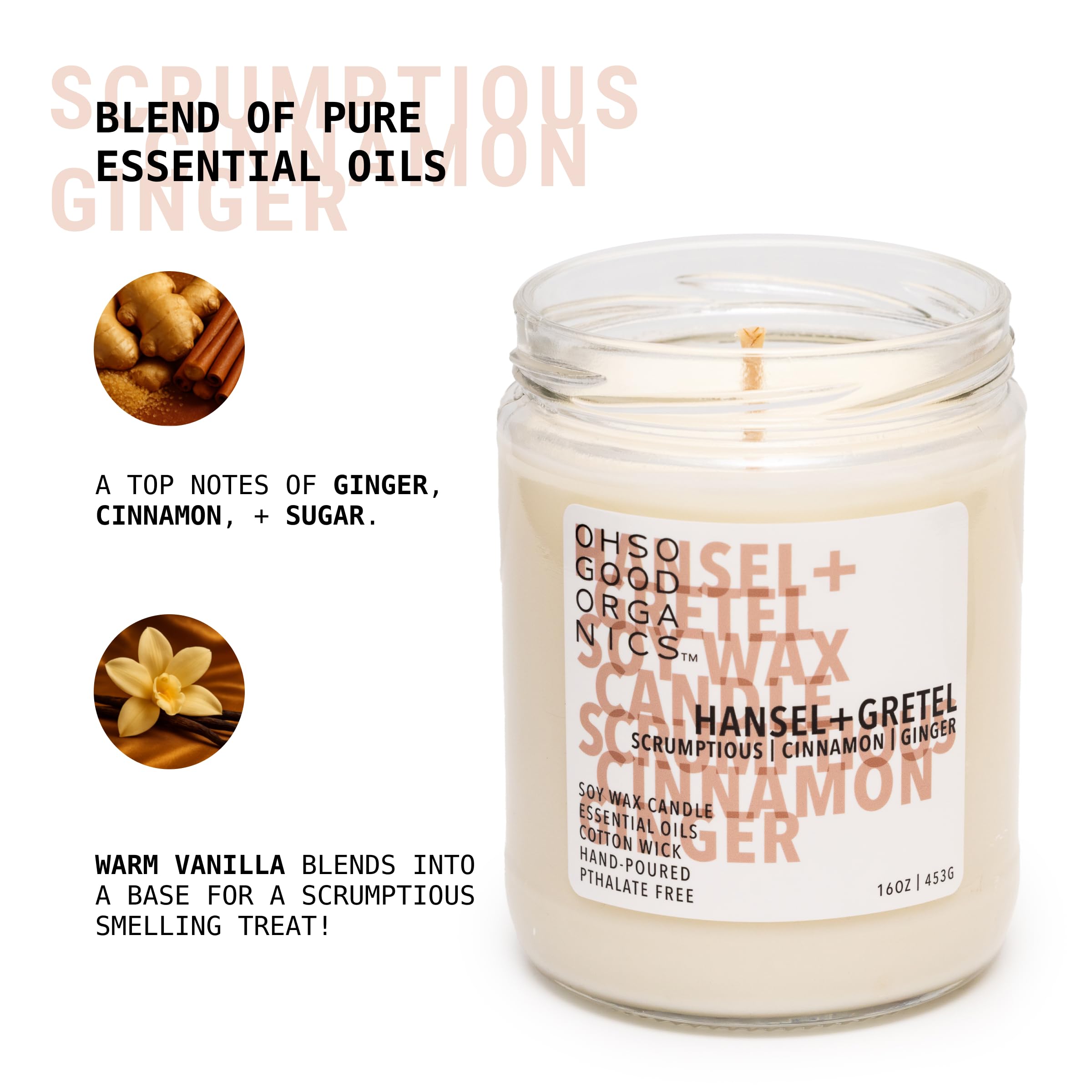Oh So Good Organics hand-poured in USA label signals artisan craftsmanship