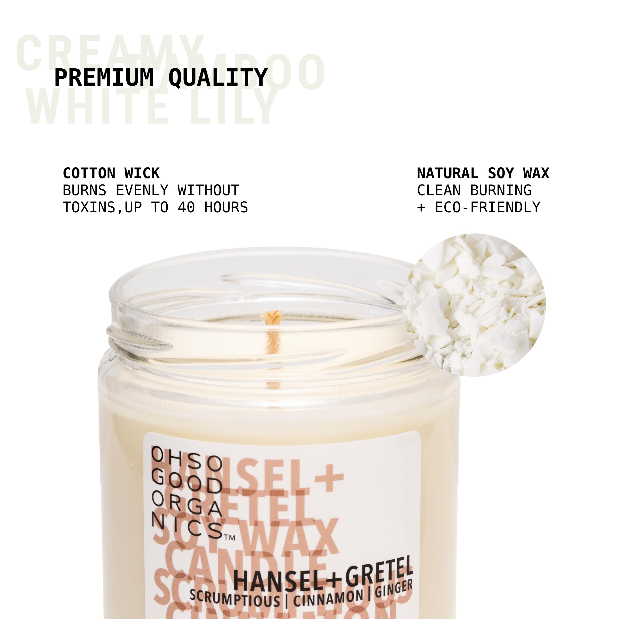 Oh So Good Organics lit candle glows warm, enhancing relaxing home ambience