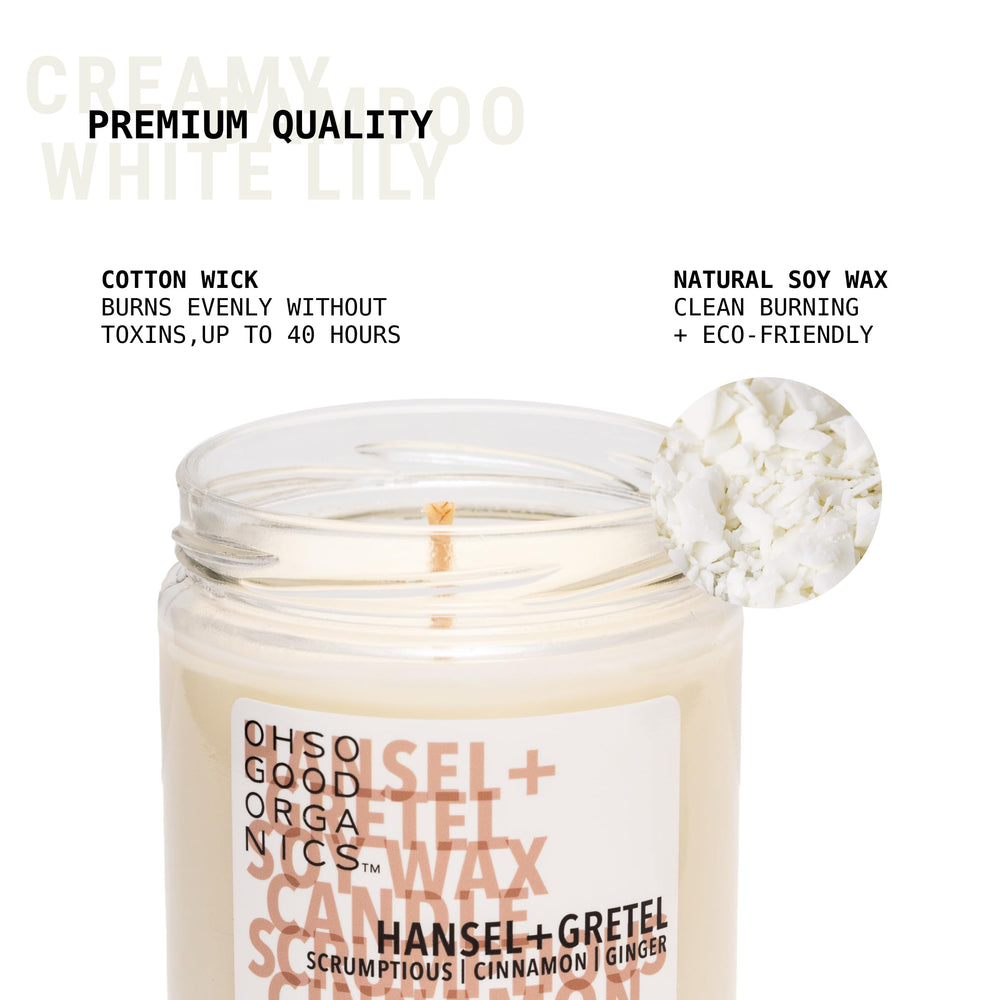 Oh So Good Organics lit candle glows warm, enhancing relaxing home ambience