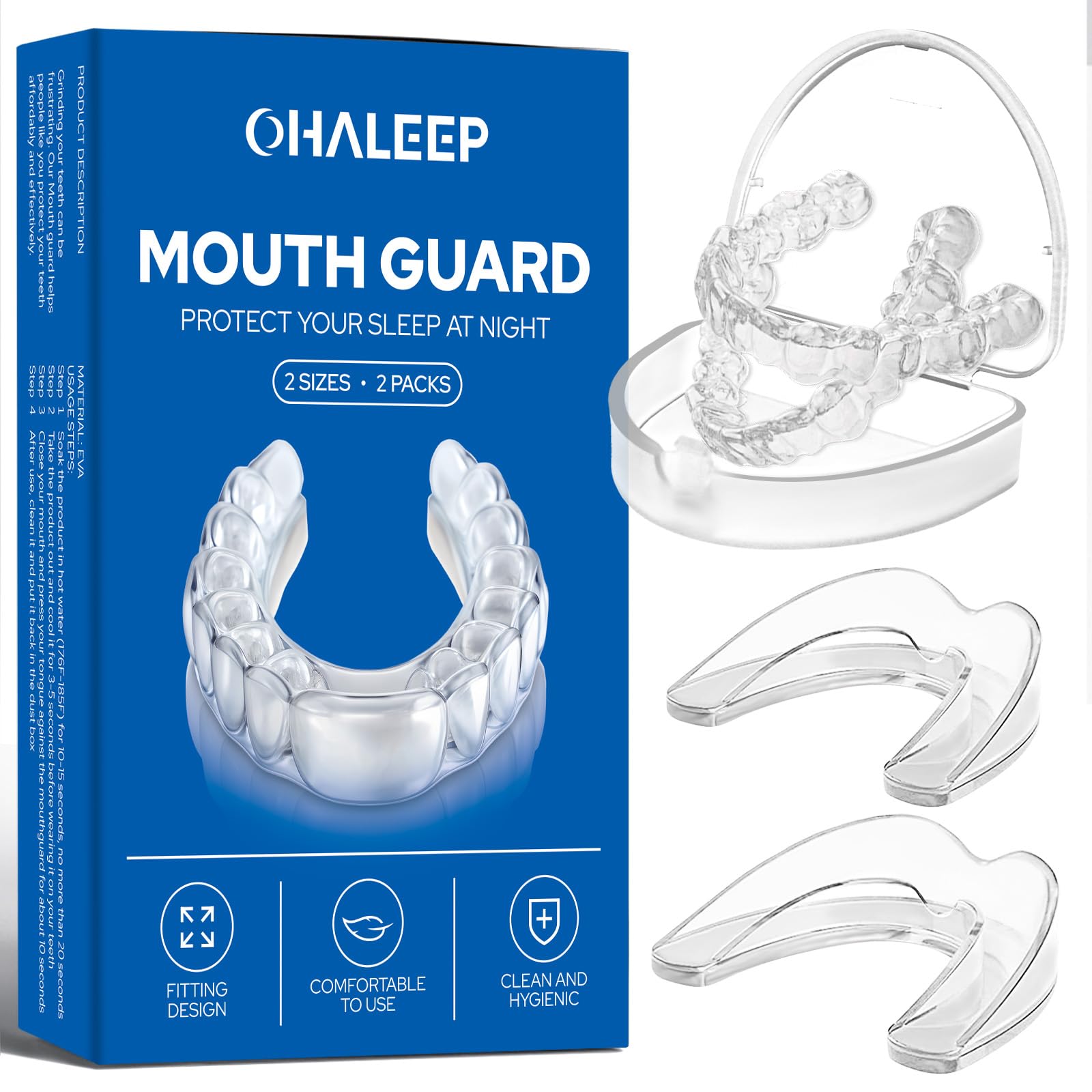 OHALEEP anti grinding mouth guard inside a protective storage case