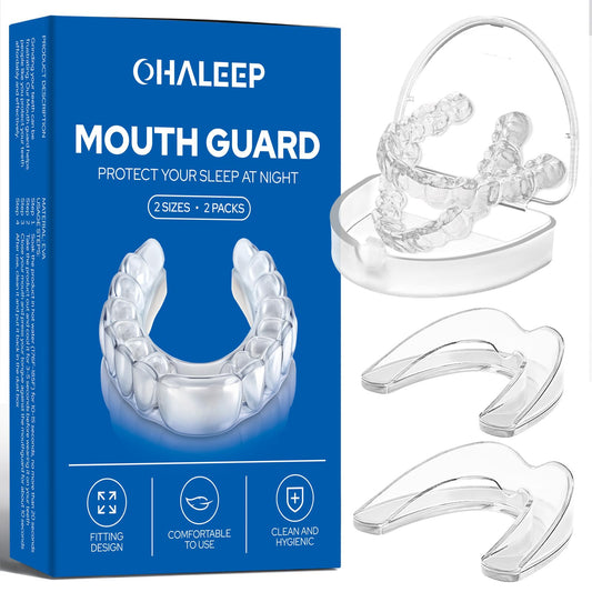 OHALEEP anti grinding mouth guard inside a protective storage case