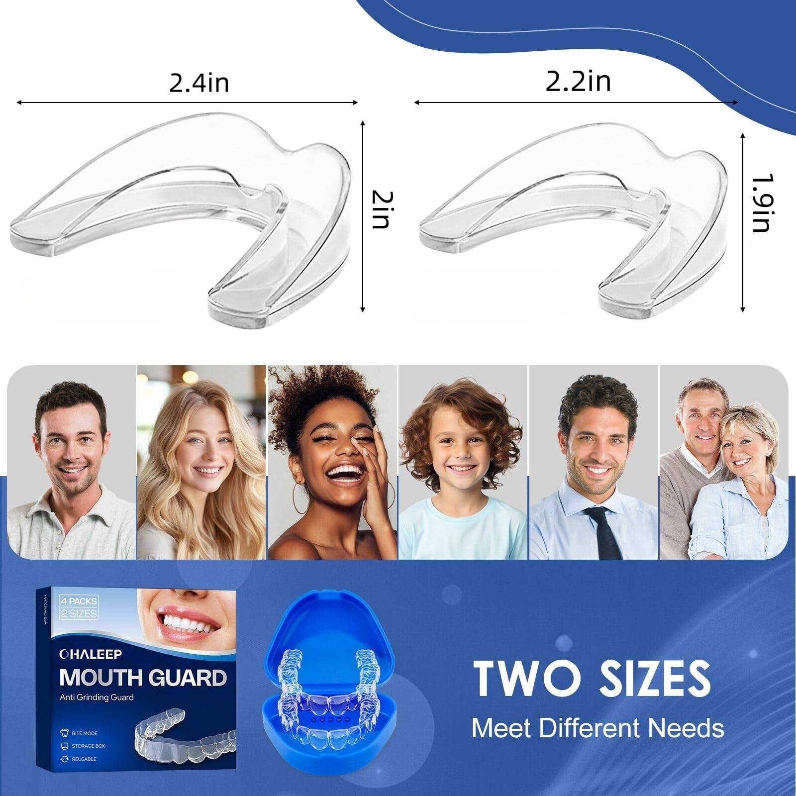 Mouth guards available in multiple sizes (size options)