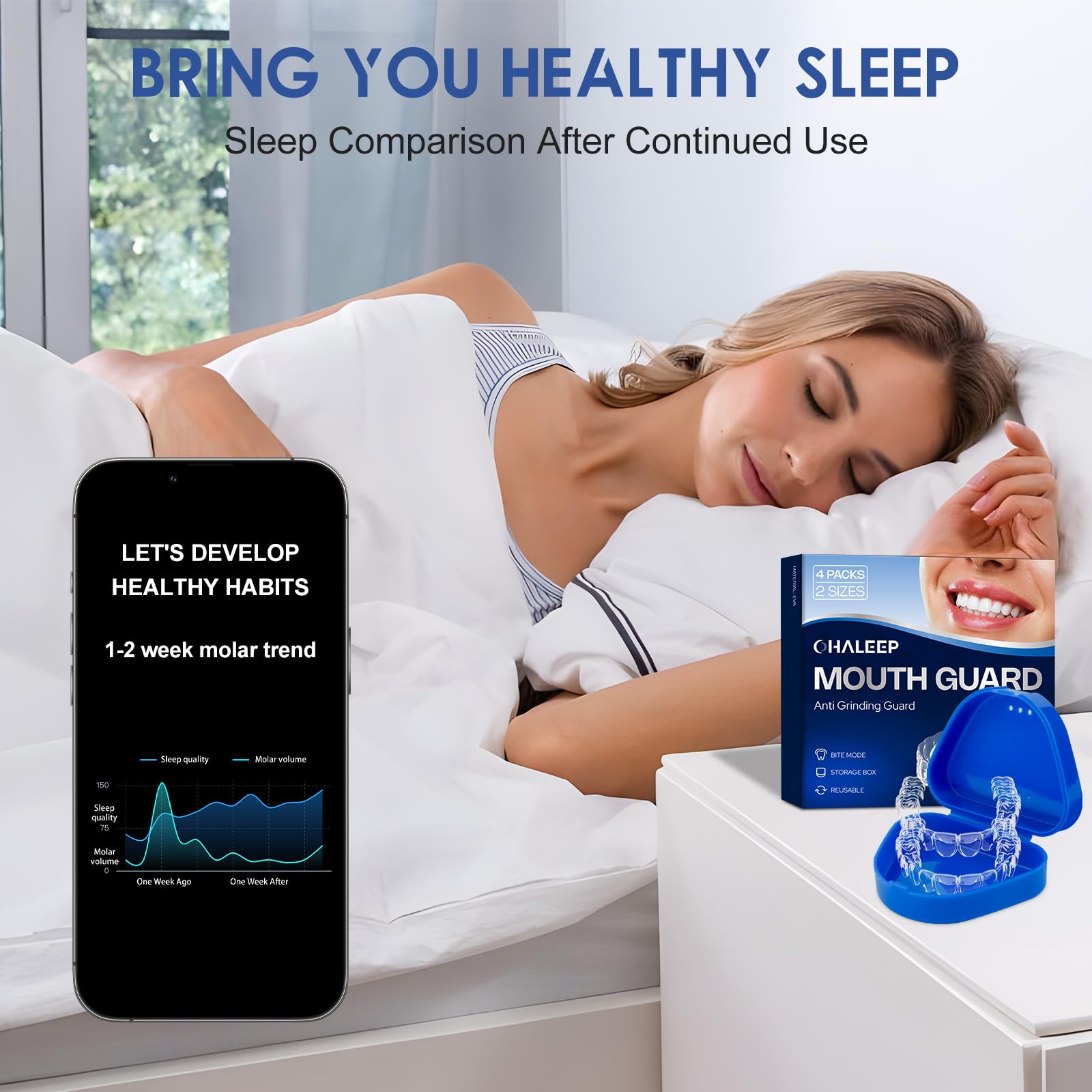 Mouth guard worn during sleep to demonstrate fit