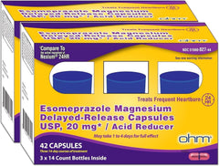 Ohm Esomeprazole 20mg bottle pour for 24-hour heartburn relief