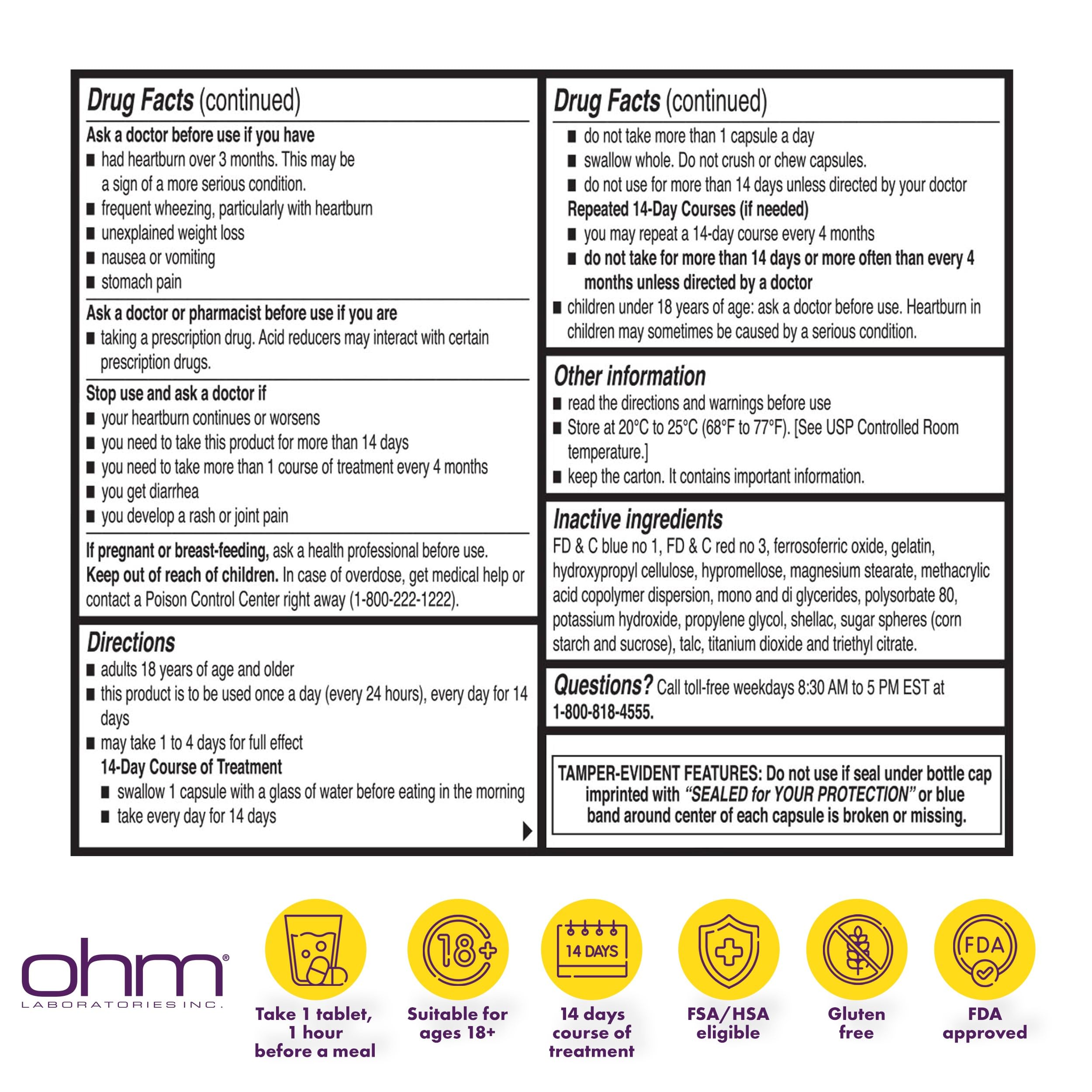 Ohm Esomeprazole 20mg capsules closeup for daily reflux relief