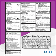 Ohm Omeprazole 20mg bottle illustrates 24-hour relief for frequent heartburn.