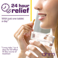 Ohm product label with ingredients and safety information.
