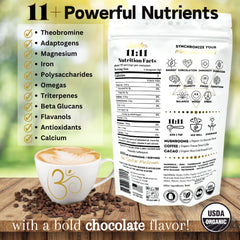 OhmYes 1111 mushroom coffee cacao mug scene highlights convenient instant preparation.