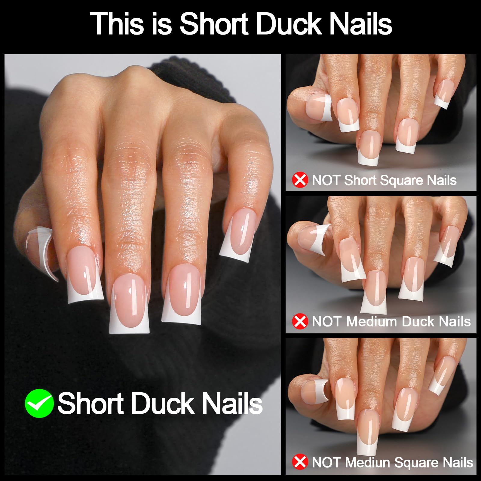 OIFEN duck nails close-up showing brown French tips and natural look.