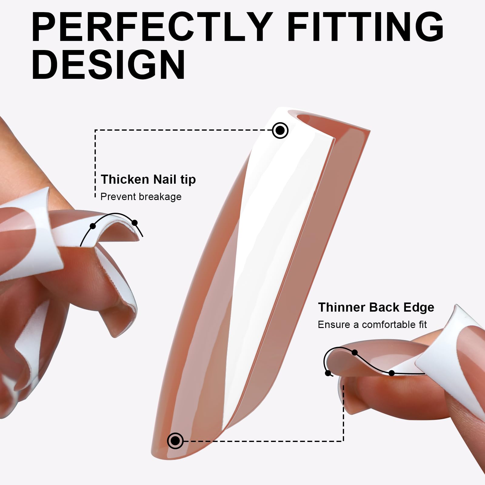 OIFEN brown French duck nails kit inside with tools for easy manicure.