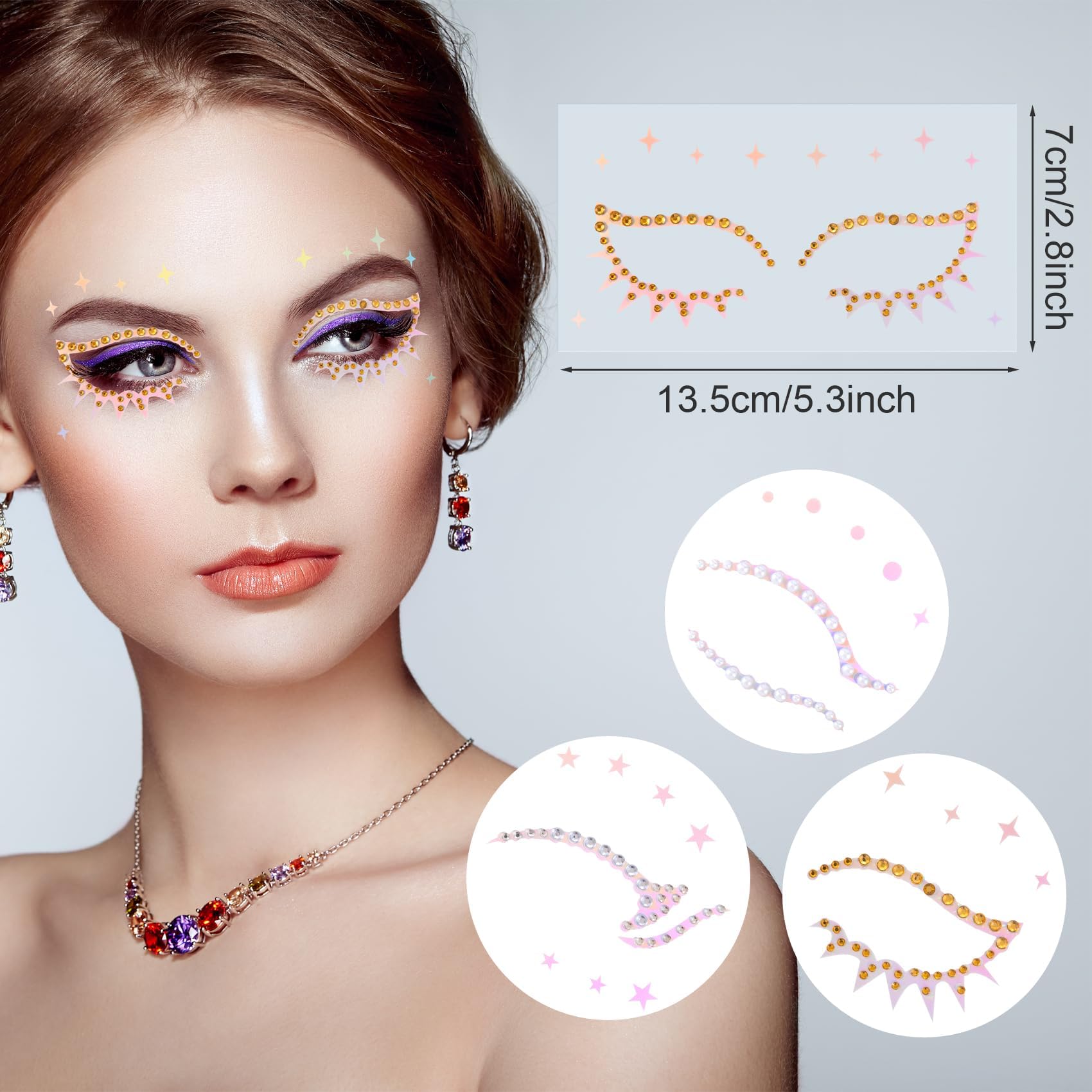 OIIKI eye gems pearl ornaments enhance eyelid accents with lightweight adhesive.