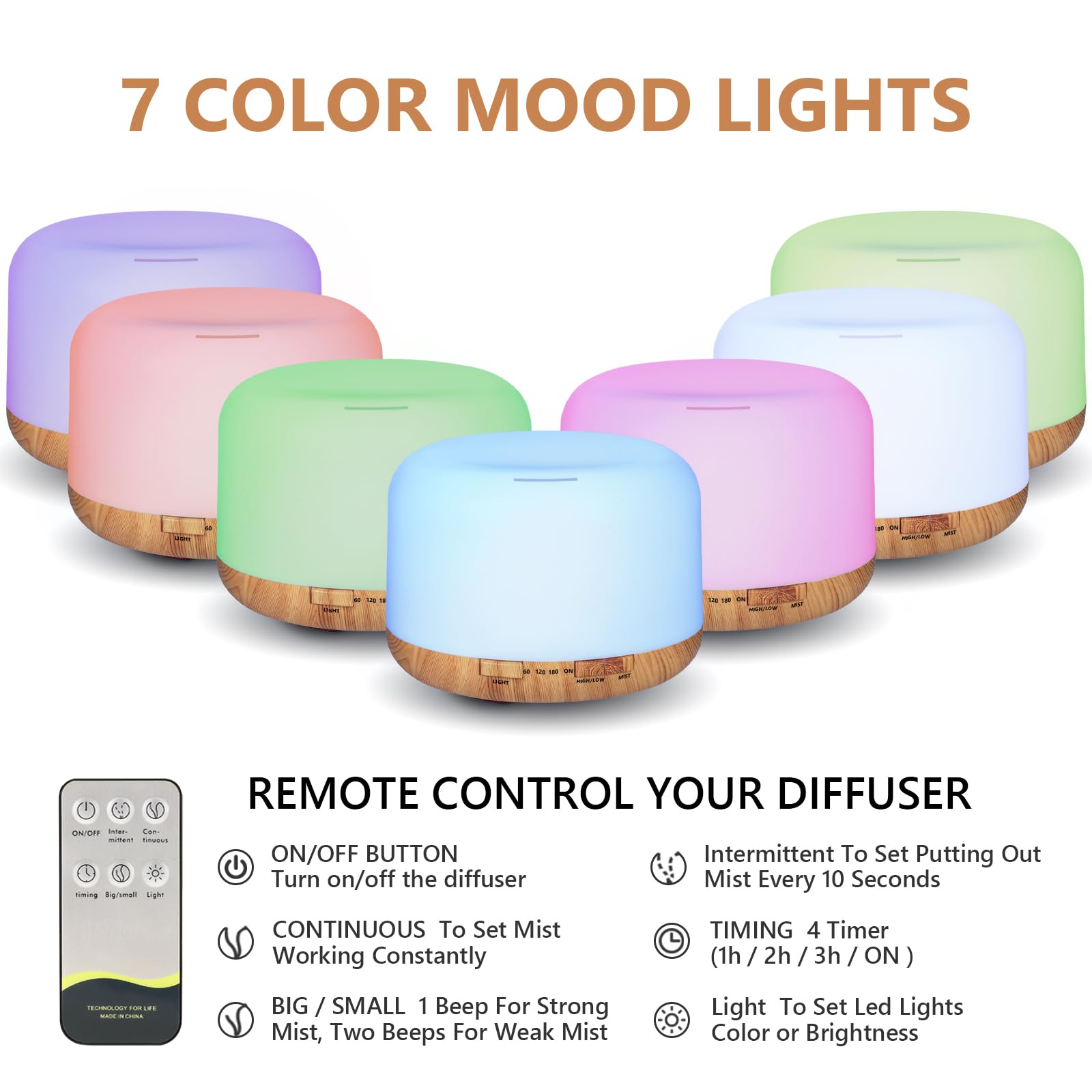 Remote control for diffuser up to 16.5 feet
