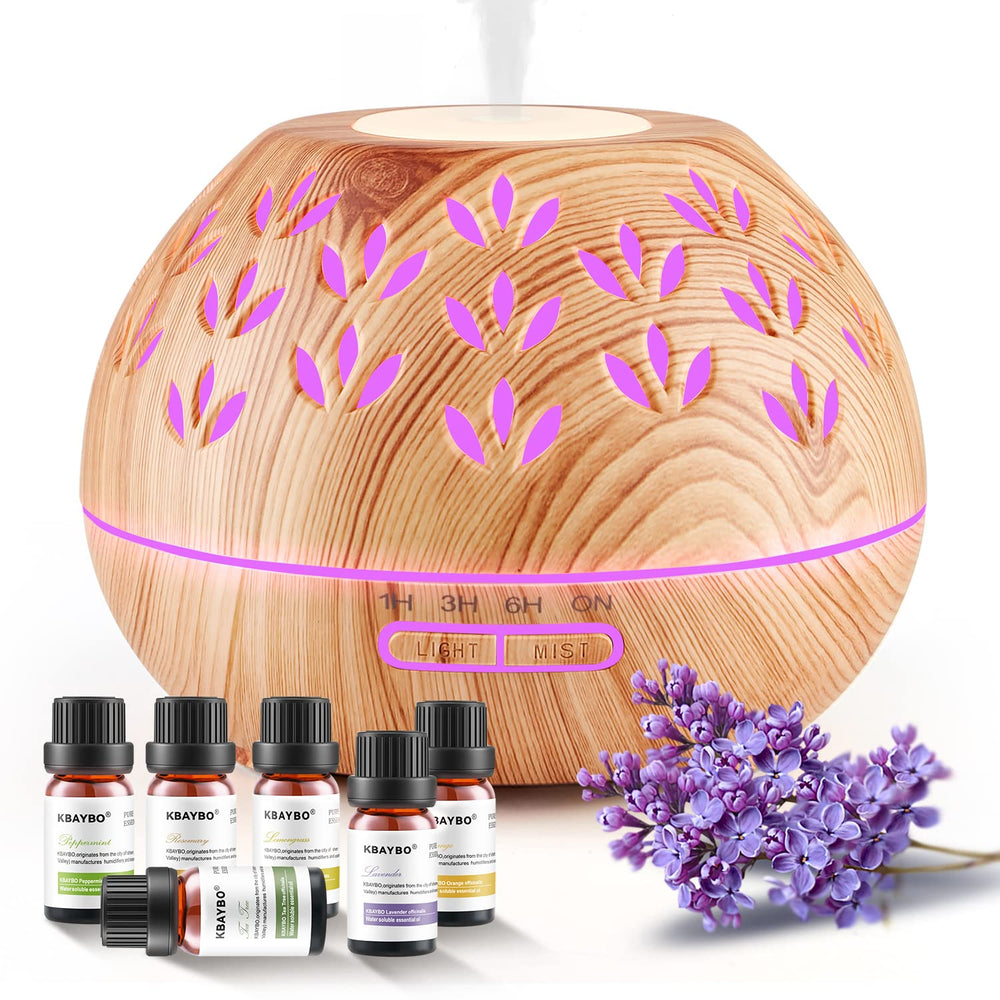 Vintage wooden design oil diffuser with 500ml capacity.