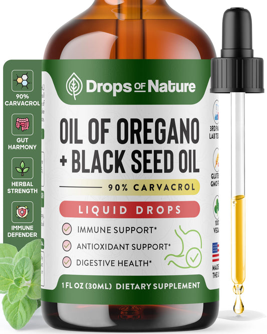 Bottle of Oil of Oregano with Black Seed Oil liquid drops 30mL