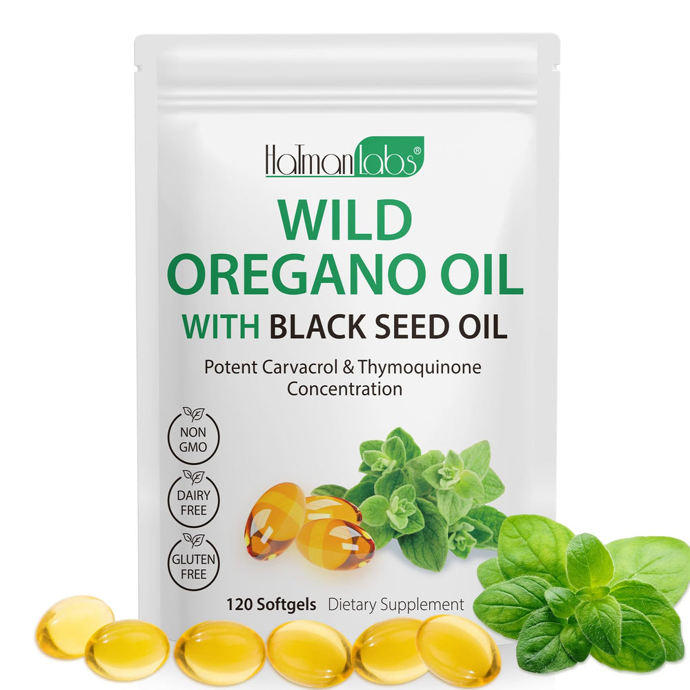 Oil of Oregano Softgels 120-count bottle on countertop