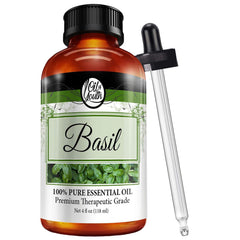 Oil of Youth Basil Essential Oil bottle with dropper - 4 oz in UV glass