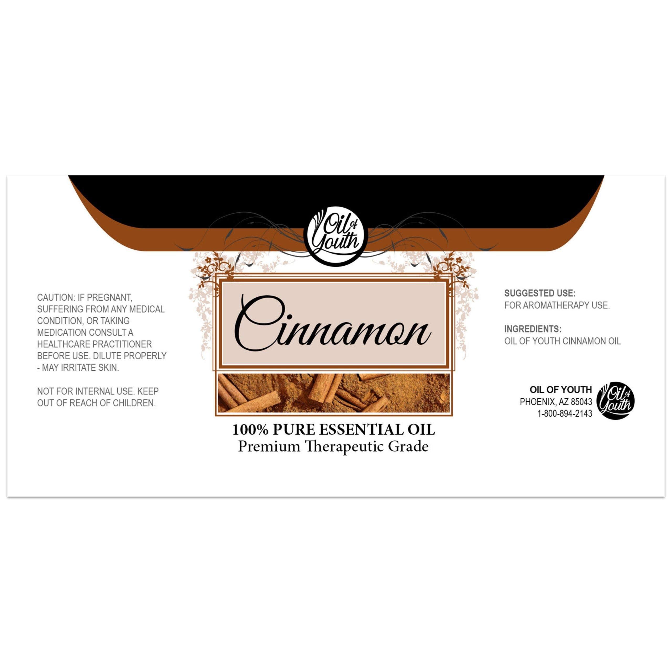 Oil of Youth Cinnamon Essential Oil 16oz bottle side view