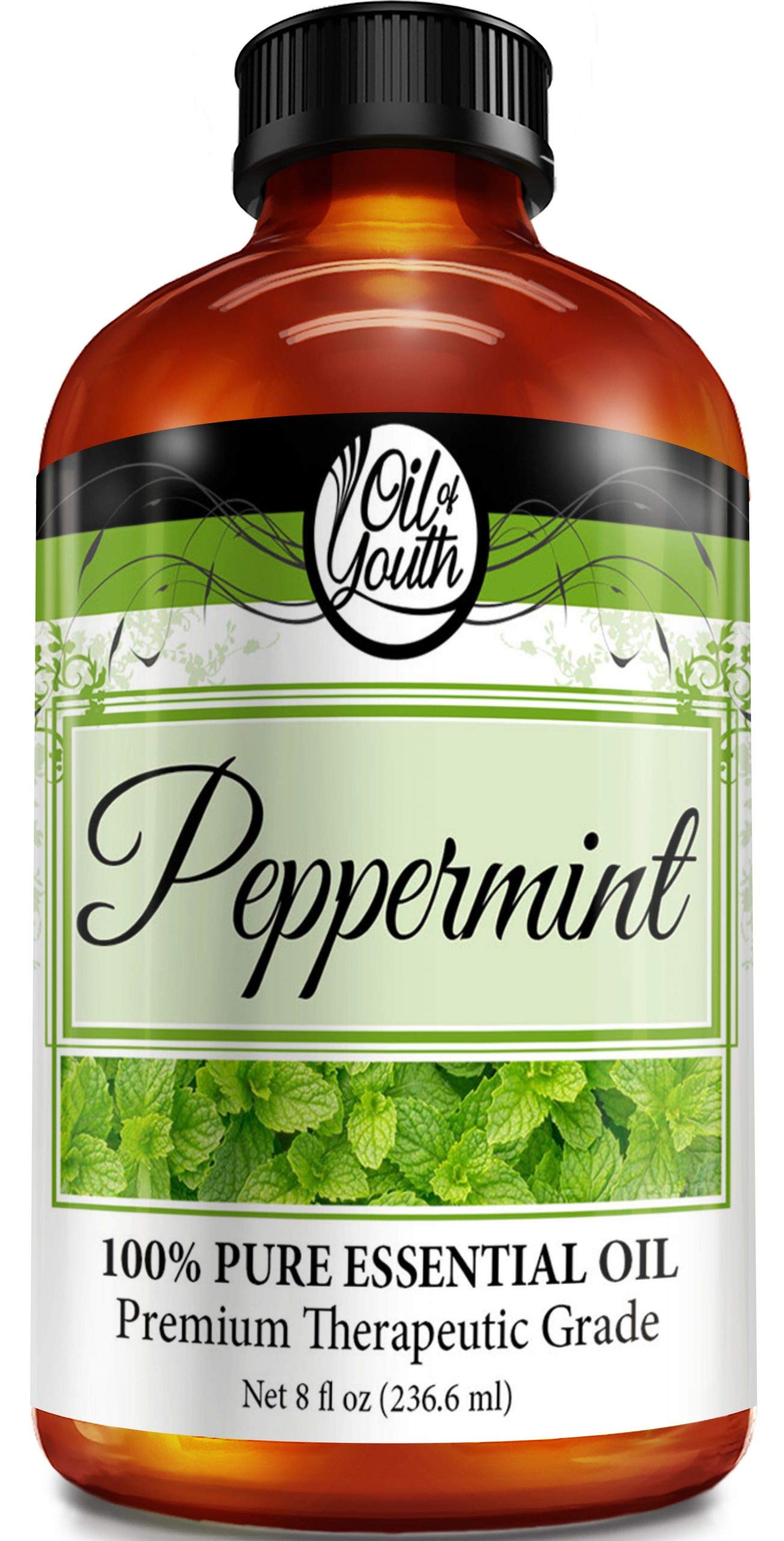 Oil of Youth peppermint essential oil 8 oz bottle front view