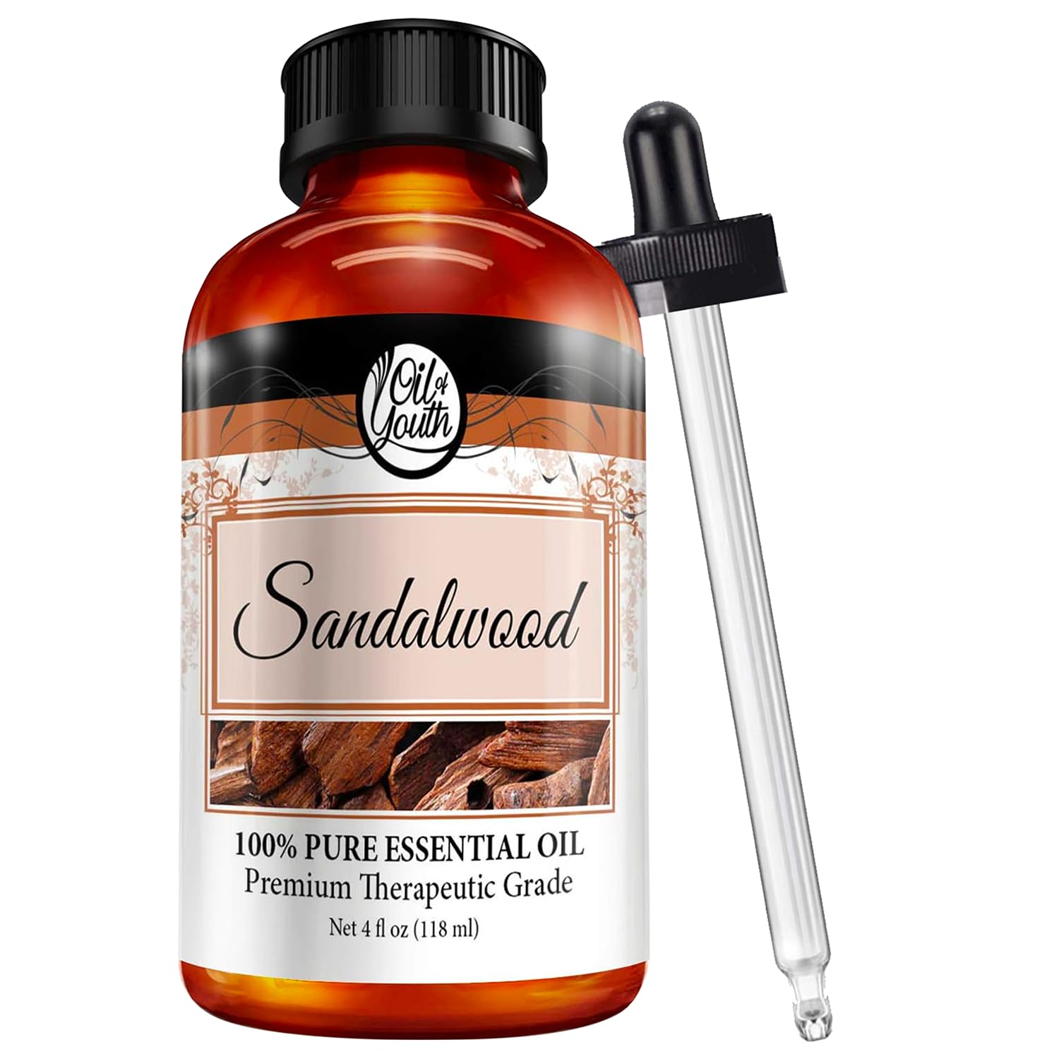 Oil of Youth Sandalwood Essential Oil 4 oz bottle with dropper