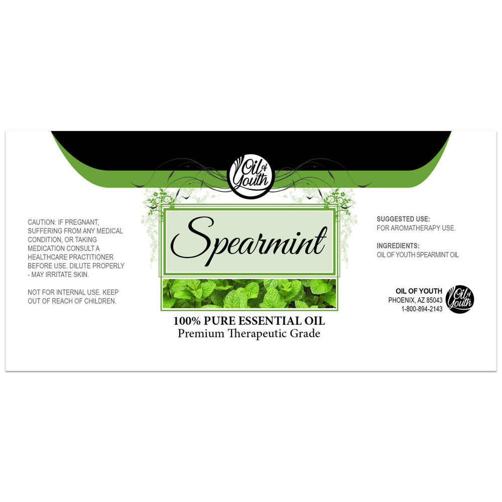 Oil of Youth Spearmint Essential Oil label