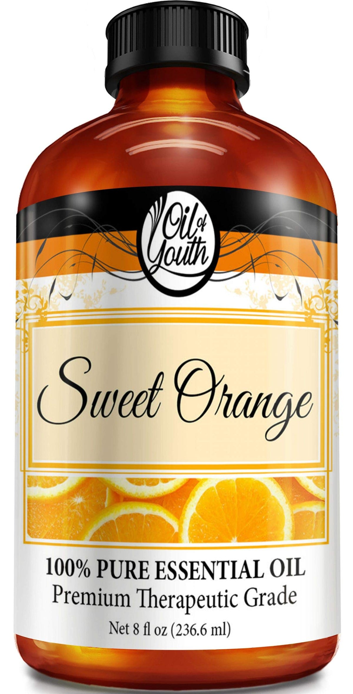 Front view of Oil of Youth Sweet Orange 8oz bottle