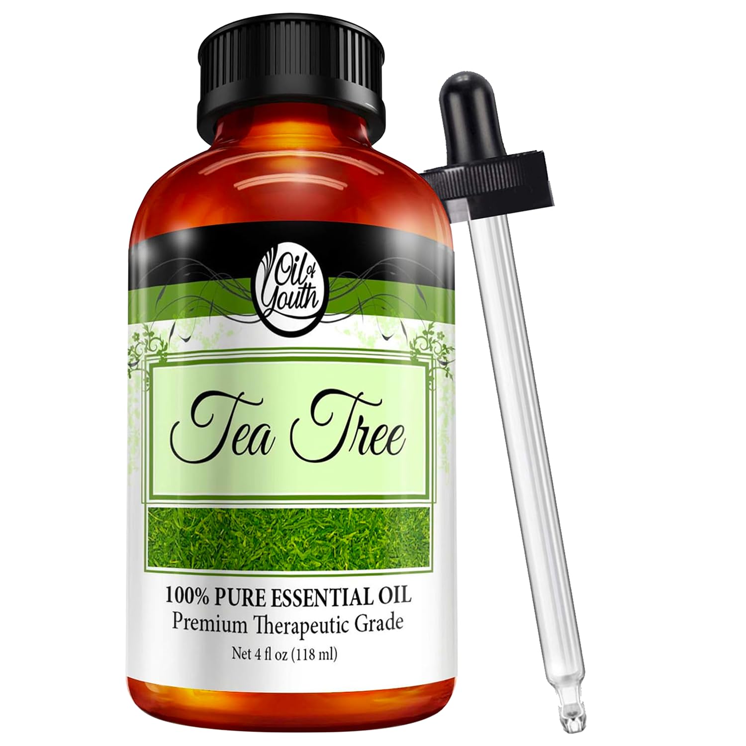 Oil of Youth Tea Tree Essential Oil 4 oz bottle with dropper