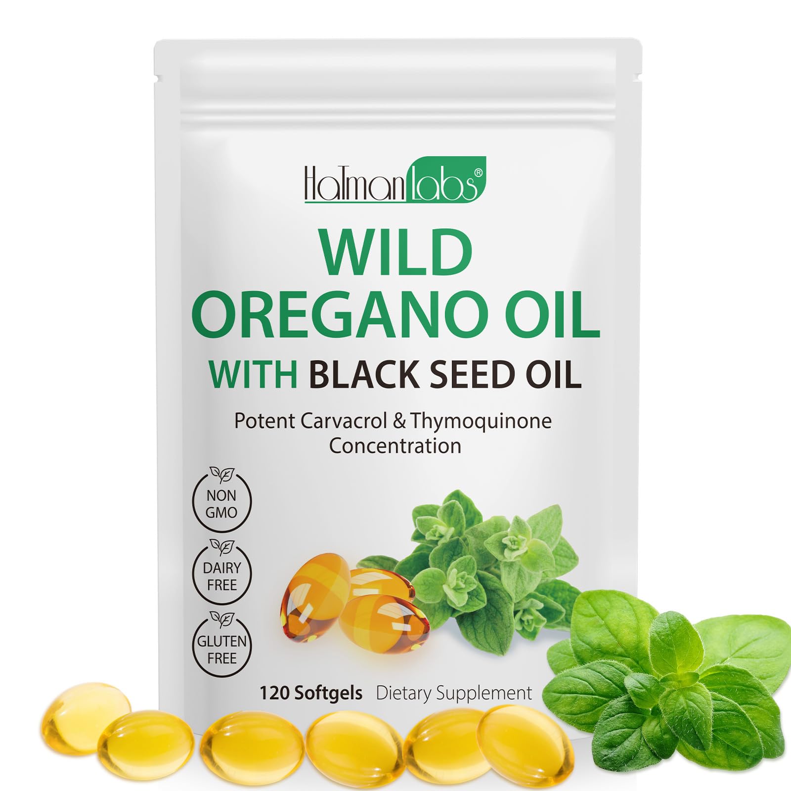 Bottle of Oil of Oregano with Black Seed Oil softgels, 120 count