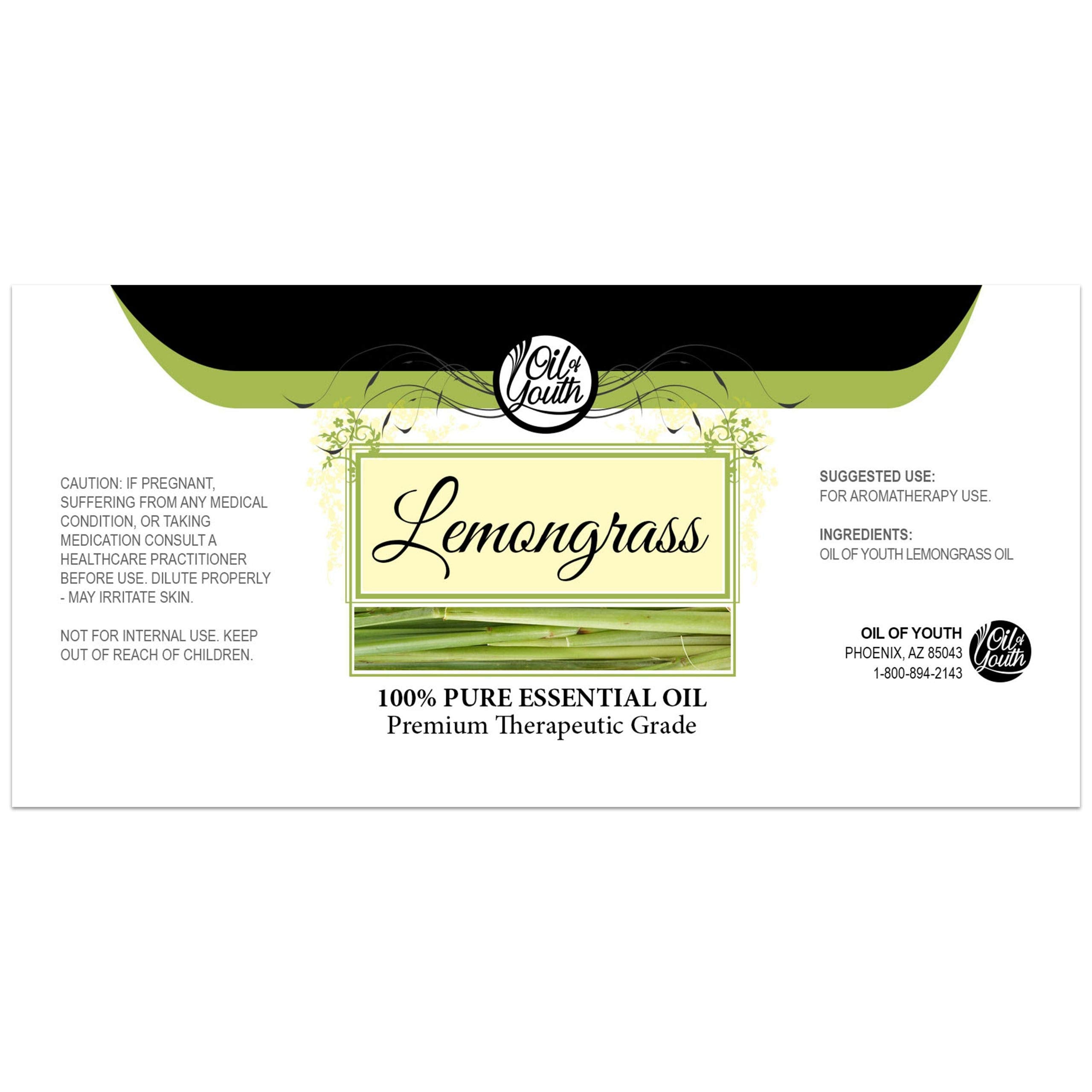 Front label of Oil of Youth Lemongrass Essential Oil