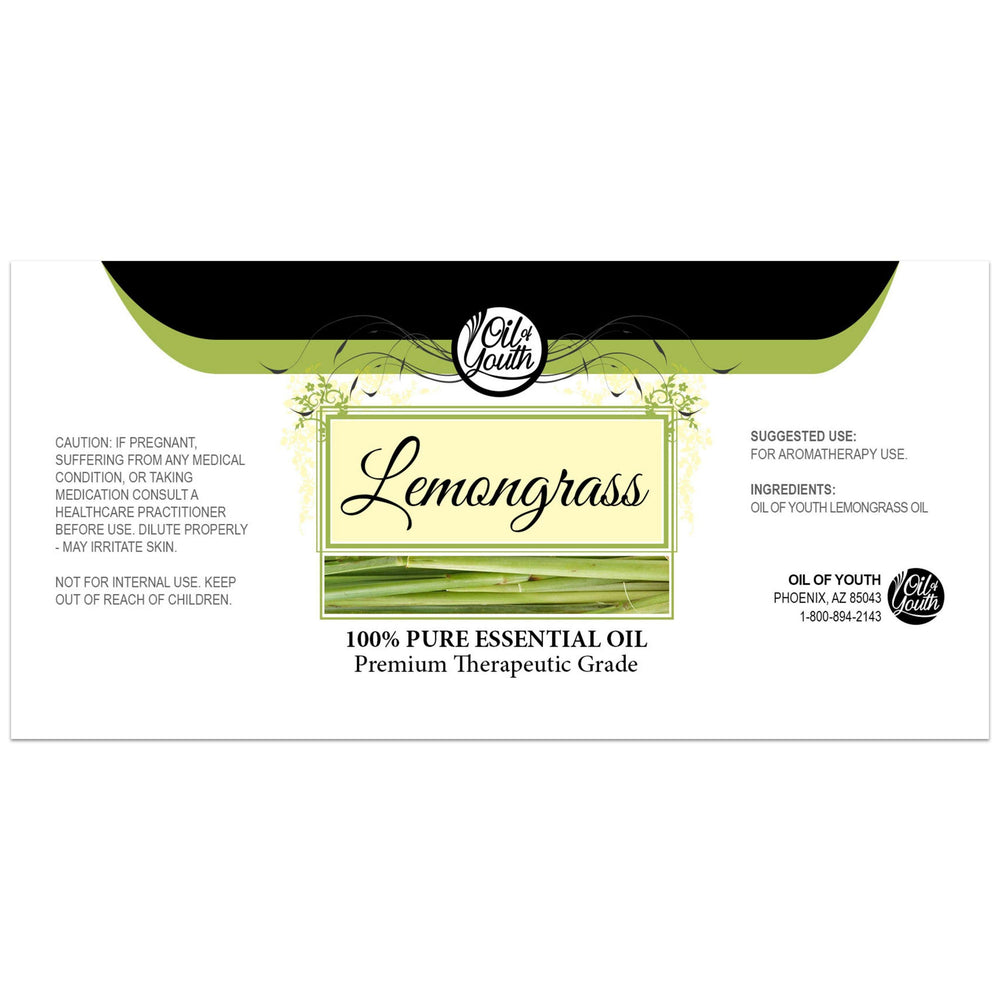 Front label of Oil of Youth Lemongrass Essential Oil