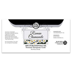 Packaging image showing a 4oz bottle of chamomile essential oil
