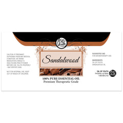Label of Oil of Youth Sandalwood essential oil 8 oz