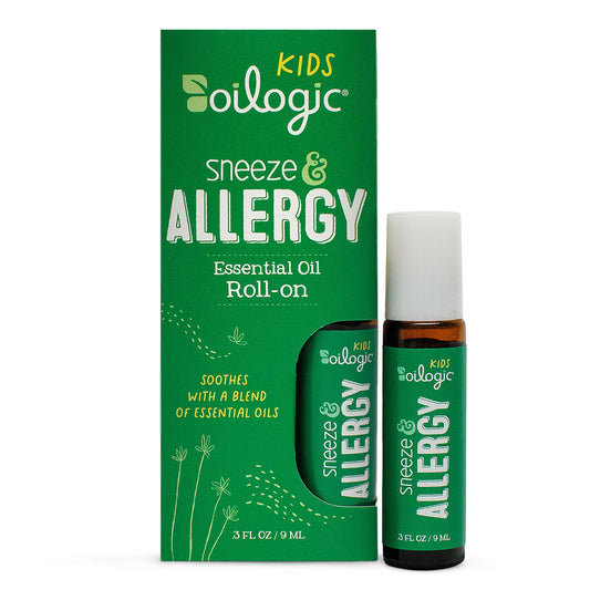 Front view of Oilogic Kids Sneeze & Allergy roll-on bottle 0.3 oz