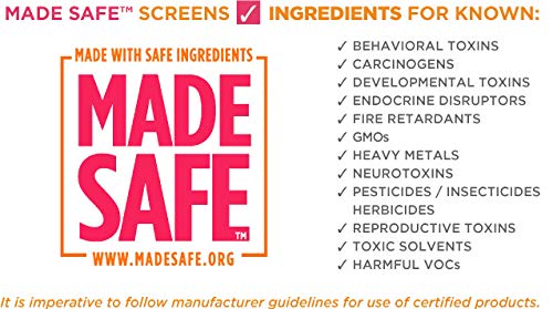 Product icons indicating pediatrician-tested, vegan, and cruelty-free