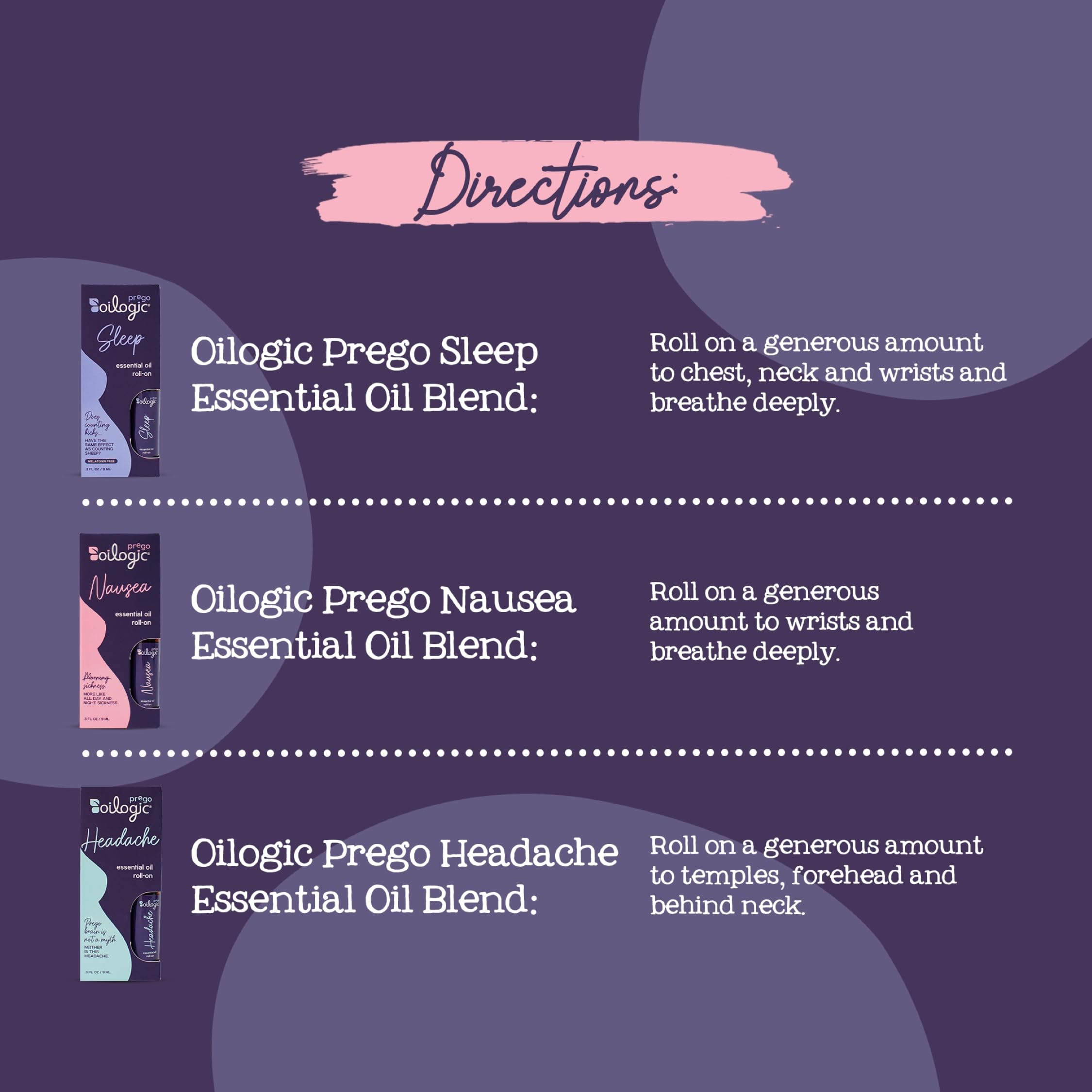 Headache relief roll-on bottle from Oilogic Prego Set