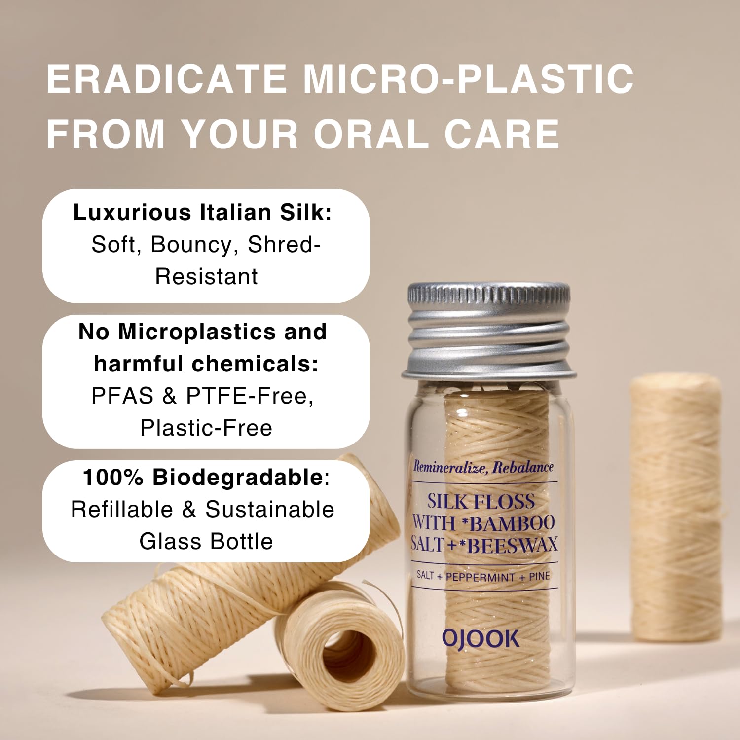 Two spools of biodegradable silk floss for Bamboo Salt Silk Floss Refill
